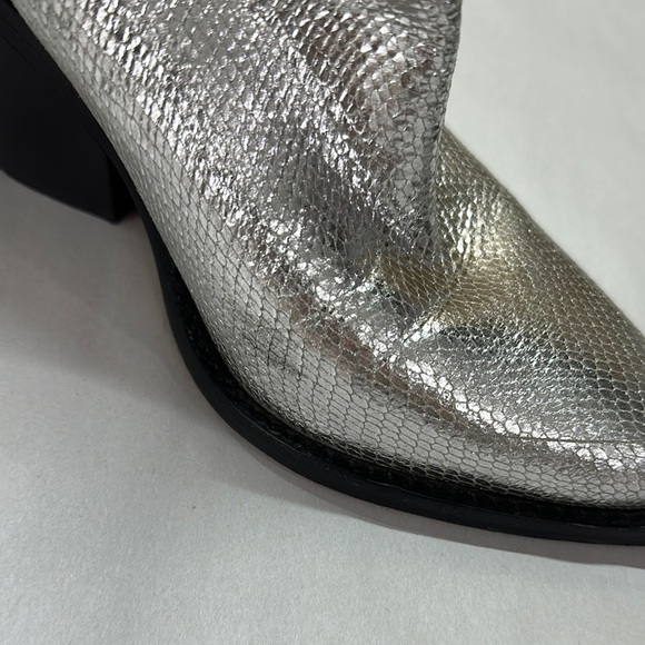Isabel Marant Leyane Silver Metallic Boots Womens Size 38 Cowgirl Western - Picture 9 of 13